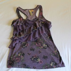 Purple Eyeshadow Ruffled Tank Top Size Small